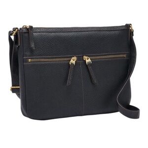 Fossil Erin Black Pebbled Leather Crossbody Purse